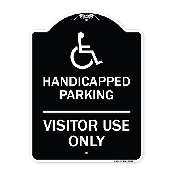 Reserved Parking Handicapped Parking Visitor Use Heavy-Gauge Aluminum Sign, 24" x 18", BW-1824-23047